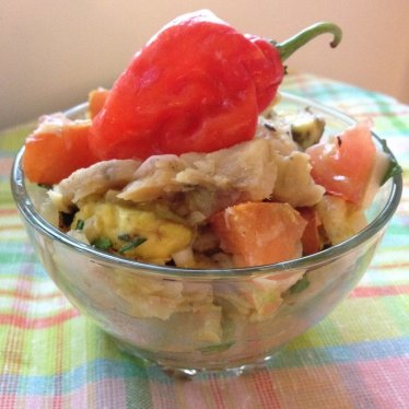 Salade de morue et tinains à l'avocat