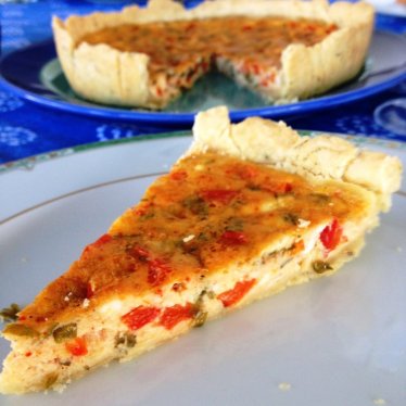 La tarte au fromage frais de brebis et aux poivrons rouges