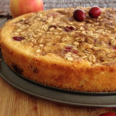 Le gâteau moelleux aux pommes aux canneberges