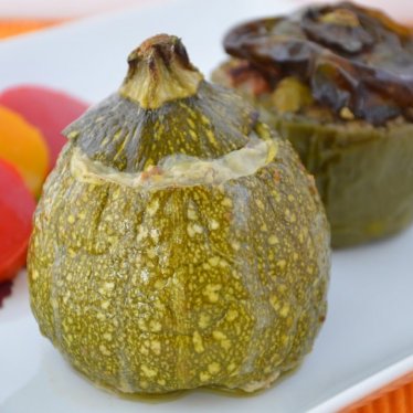 Les courgettes farcies à l’agneau et à la coriandre…