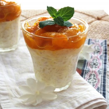 Le riz au lait tout doux au coco, compote de mangues
