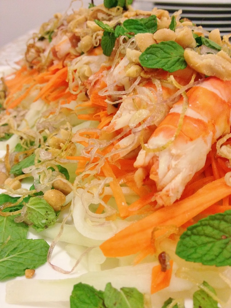 Sweet Kwisine, salade, vietnam crevettes, papaye, cuisine légère, menthe