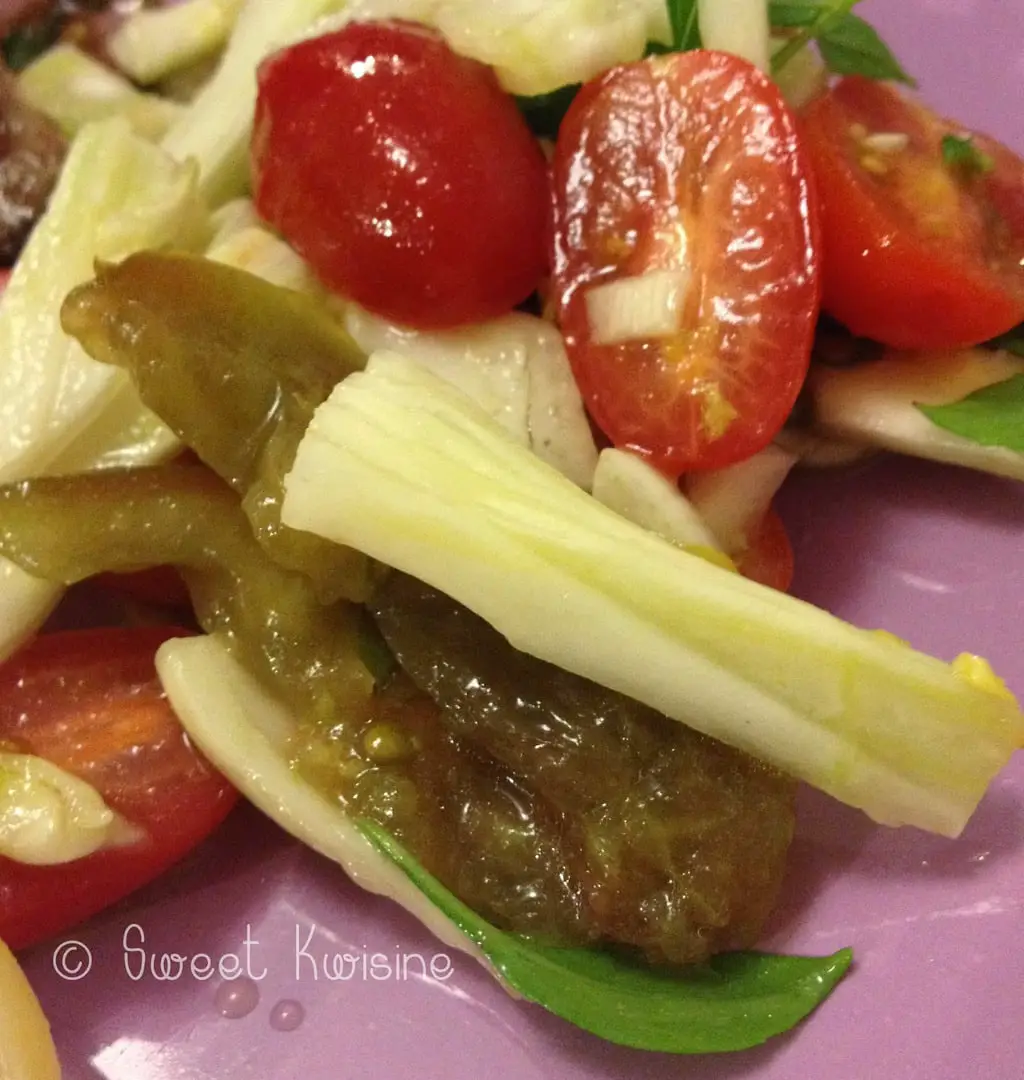 Sweet kwisine, salade, fenouil, tomates, cuisine légère, végétarien, citron, basilic