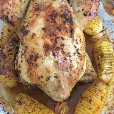 Le poulet fermier rôti au citron et à l’ail