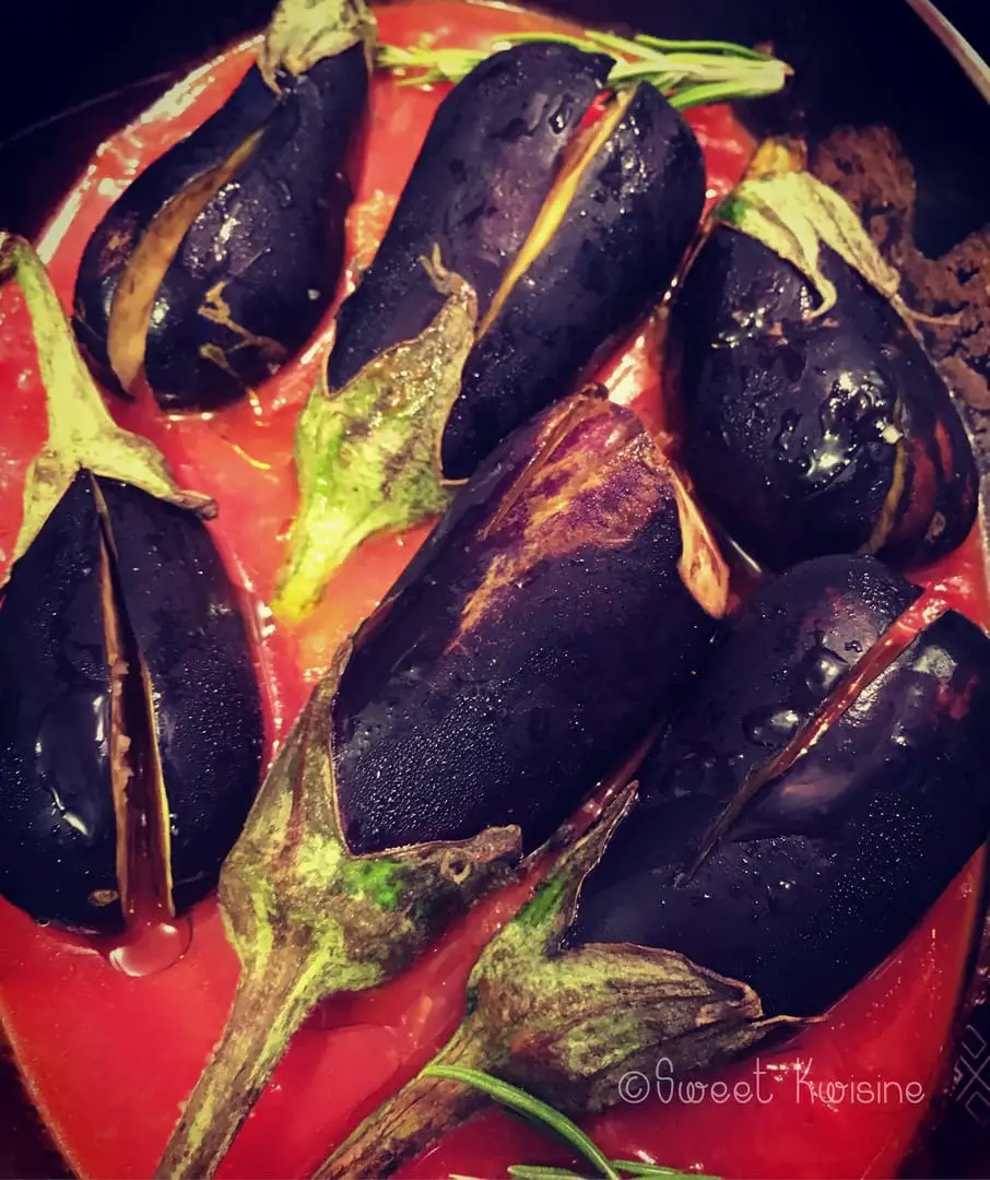 aubergines roties tomates