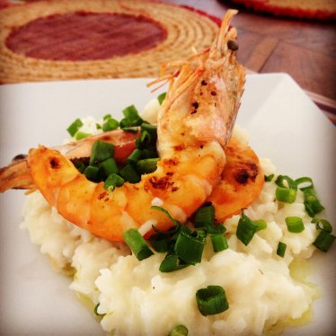 Le risotto au citron vert et crevettes poêlées