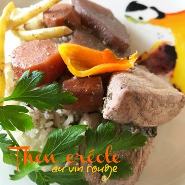Le civet de thon au vin rouge à la créole