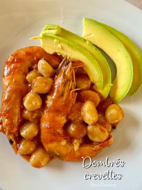 plat de dombrés de crevettes et avocat