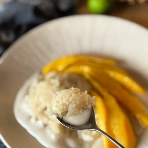 mango sticky rice dans une cuillère à café recette sweet kwisine